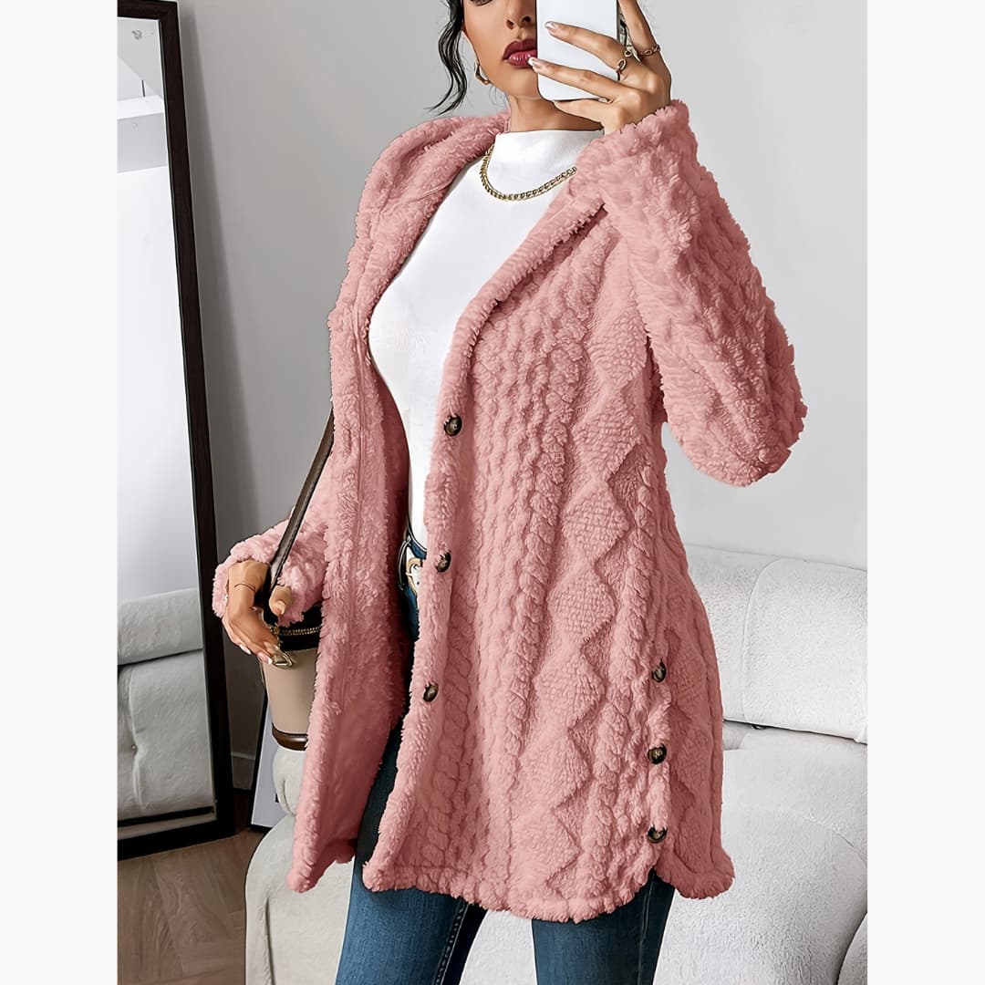 Edith - Sweat à capuche koselig avec manteau en teddy pour femme