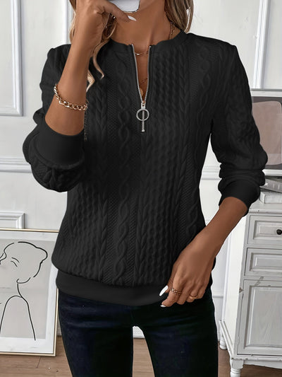Évelyne™ - Pull à col zippé en tricot torsadé pour femmes