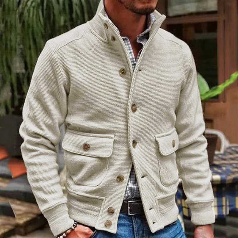 Veste pour homme à col montant en couleur unie