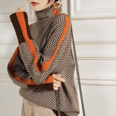 Vera™ | Pull à col montant avec rayures contrastées