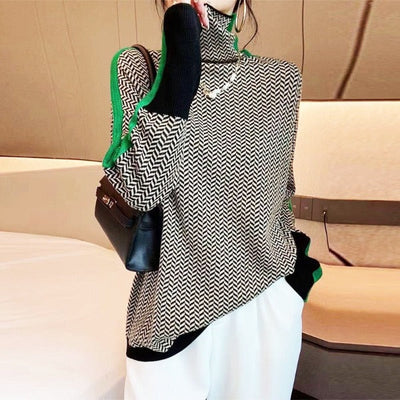 Vera™ | Pull à col montant avec rayures contrastées