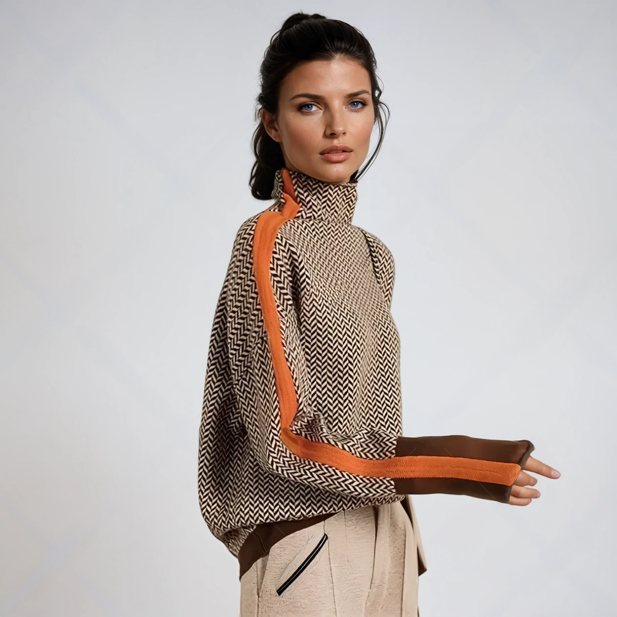 Vera™ | Pull à col montant avec rayures contrastées