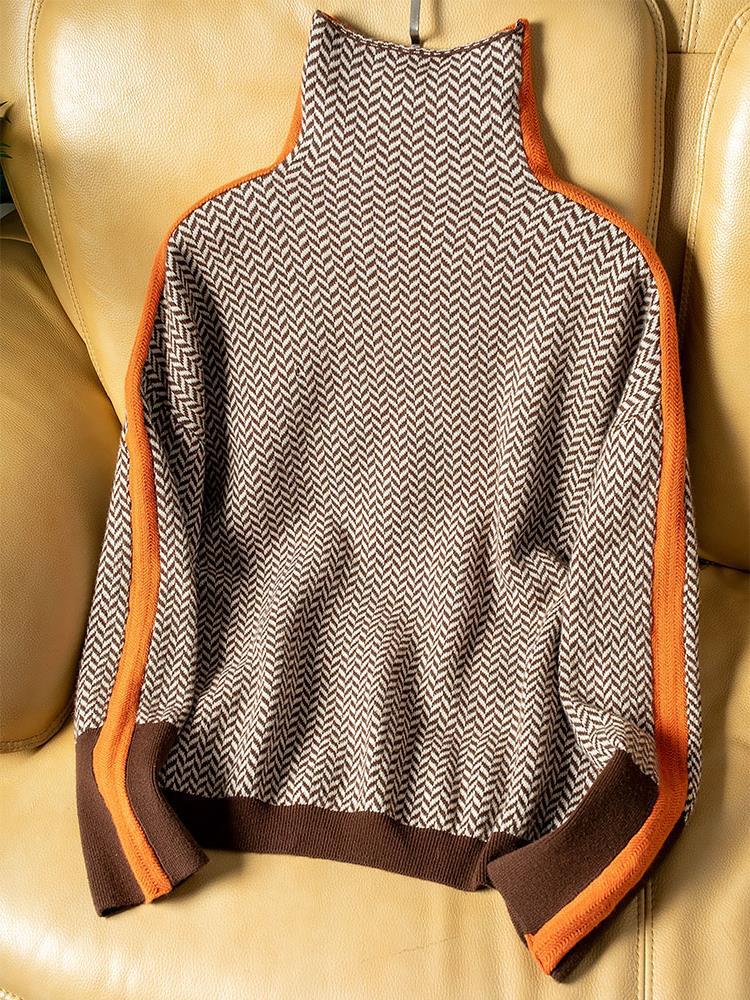 Vera™ | Pull à col montant avec rayures contrastées