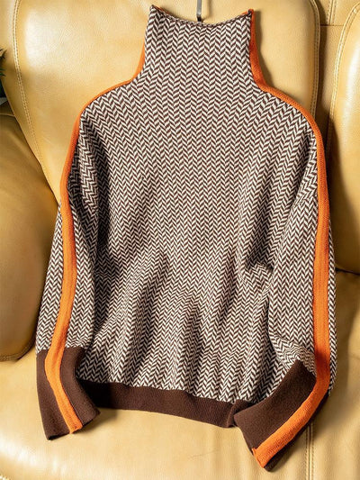 Vera™ | Pull à col montant avec rayures contrastées