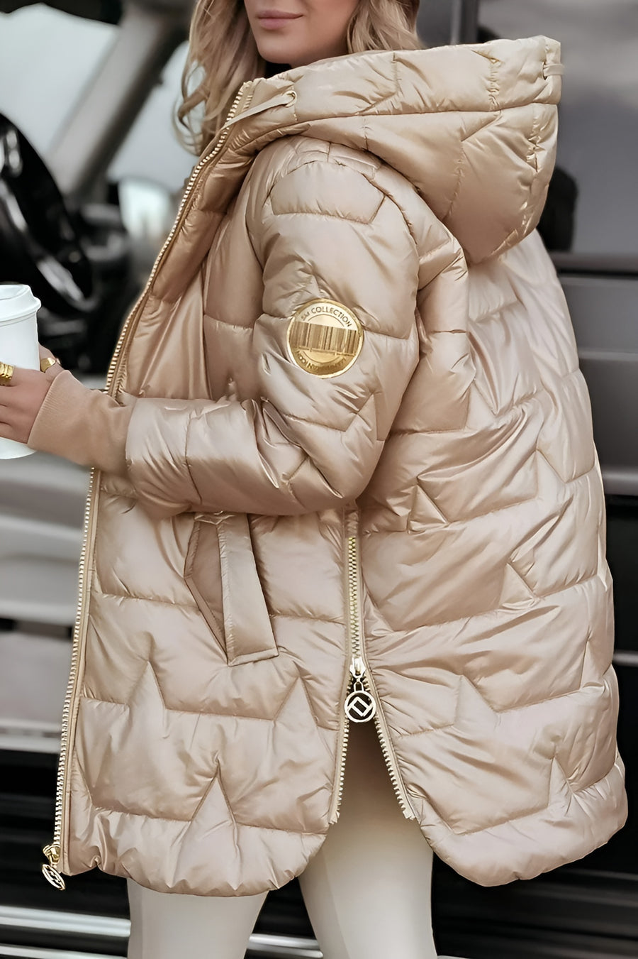 Célestine – Manteau d’Hiver Élégant avec Capuche et Rembourrage