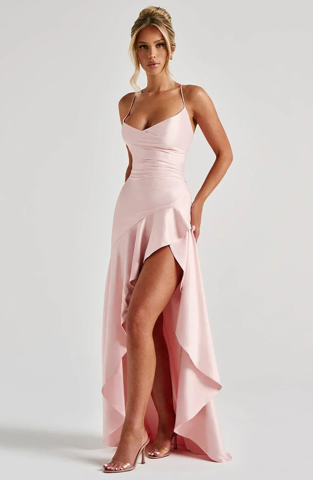 Robe Maxi en Satin à Volants L’atelier D’amélie